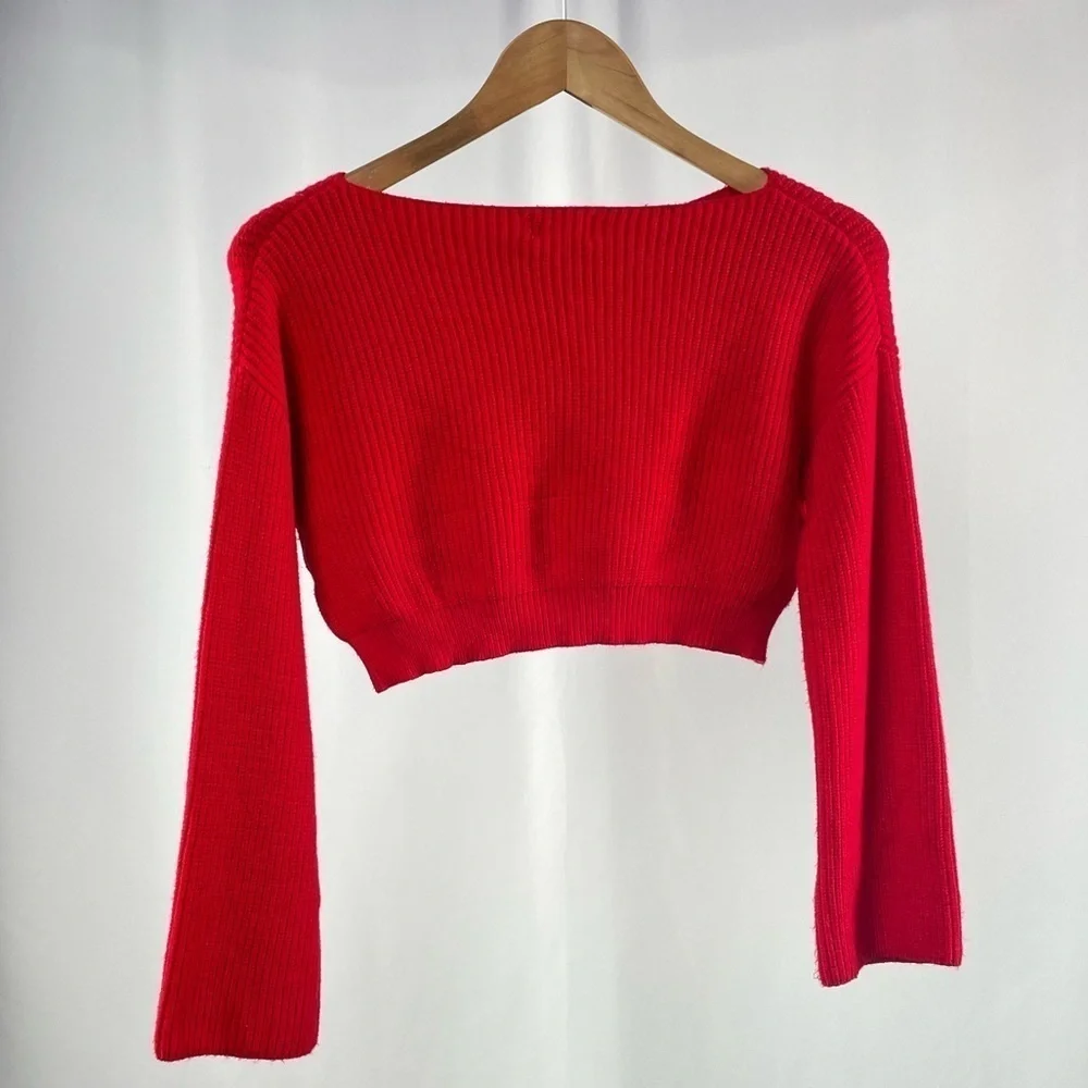 Superdown Geraldine Ribbed Cropped Sweater‎ in Red Size Extra Small